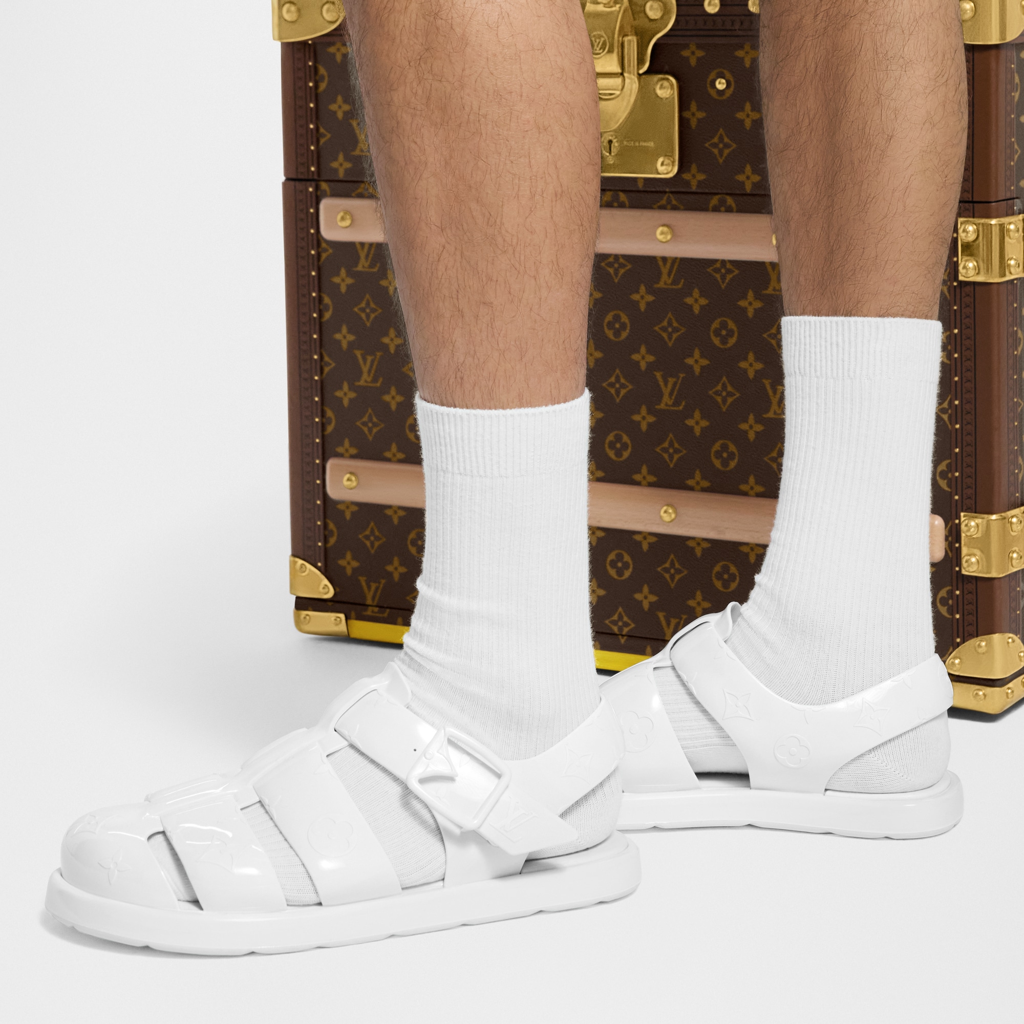 LOUIS VUITTONサンダル LOUIS VUITTON - 7523 ヴィトン シルエットライン レザー